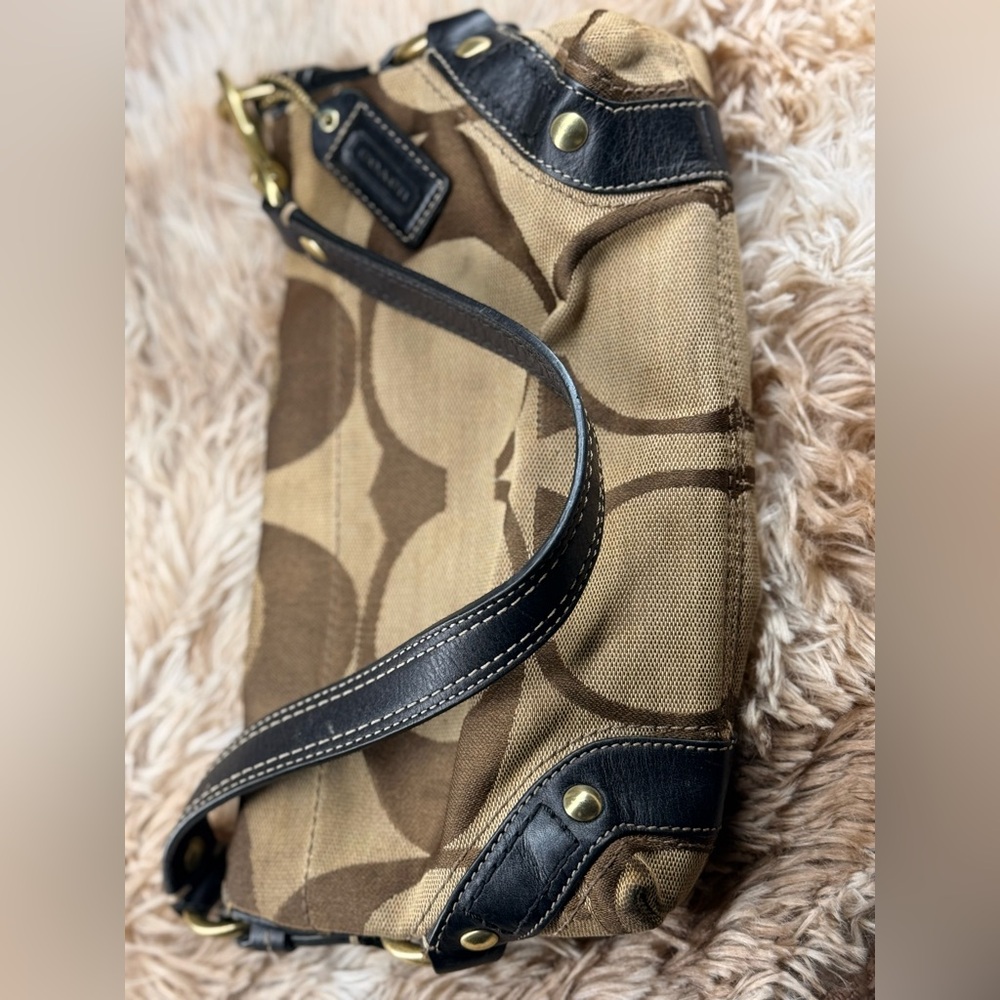 Coach Vintage Tan and Black Carly Bag